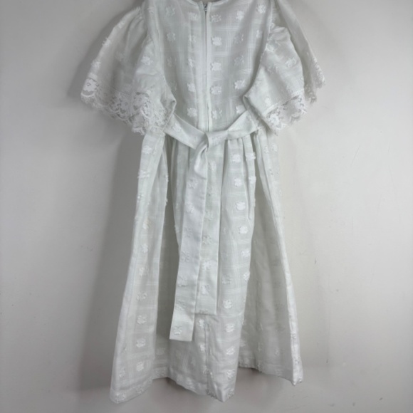 VTG 90s Sears Winnie the Pooh Dress 7 White Lace Short Sleeve Cottage Frilly - Picture 3 of 7